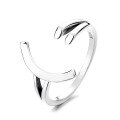 wholesale S925 Sterling Silver 3D Smiley Design Open Adjustable Ring, Ins Korean Japanese Style Trendy Internet Celebrity Fashion Statement Ring-0-4