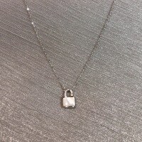 wholesale S925 Silver Shell Mother-of-Pearl Love Lock Exquisite Necklace, Korean Minimalist Ins Niche Light Luxury Versatile-Platinum>925 silver