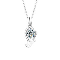 S925 Sterling Silver Moissanite Zodiac Necklace for Women-Virgo (August 23 - September 22) (Platinum Gold)  1-Carat Moissanite