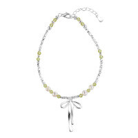 wholesale S925 Sterling Silver Pearl and Broken Silver Bracelet for Women, Minimalist Handmade Niche Sweet Bow Ribbon Bracelet-Bow bracelet