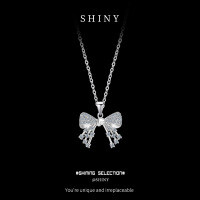 Sterling Silver Bow Minimalist Pendant Necklace, Hypoallergenic Wholesale New Arrival-S925 Sterling Silver
