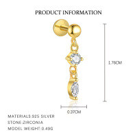 wholesale S925 Sterling Silver Geometric Direction Earrings For Women, French-style, Unique Design, Versatile-E5350-Gold/Pair 925 Silver