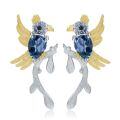 wholesale S925 silver Italian craftsmanship earrings with natural style magpie and London blue topaz, Russia-0-4