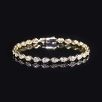 wholesale S925 Sterling Silver Shiny Moissanite Tennis Bracelet Pear Drop Gold Plated Hip Hop Her Style-3*5mm moissanite bracelet 7 inches (about 17.7cm)