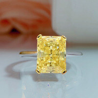 wholesale S925 Sterling Silver New Simulation Yellow Diamond 8*10 Radiant Cut Ring, Small and Stylish Street Photography Women's Jewelry-Yellow No. 6
