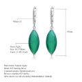 wholesale S925 Silver Custom Green Agate Ring Necklace Earrings Three-Piece Set Natural Colored Gemstone Jewelry Suite-0-6