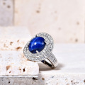 wholesale S925 Sterling Silver Luxury Lab-Grown Star Sapphire Ring 5 Carat Large Gemstone Ring Cross-Border Europe and America-0-3