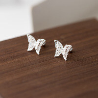 wholesale 999 Silver Fresh, Sweet, Ins Style, Niche Design Double Layer Hollow Butterfly Threaded Ear Studs M06536-Pure Silver 999 Pair Pure Silver