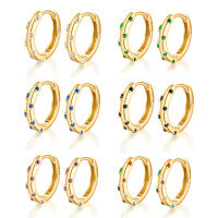 wholesale S925 Sterling Silver Earrings with Colored Zircon Inlaid, Ins Style High-End Women's Jewelry Factory Direct-Gold-Black Diamond