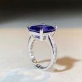 wholesale 925 Sterling Silver Women'sTanzanite Diamond Ring Classic Four-Prong Gemstone Ring 10X12 Factory Direct-0-1