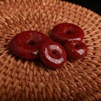 wholesale Metal material high-content natural cinnabar translucent crystal sand peace buckle pendant DIY raw ore accessories auspicious peace buckle wholesale-4#