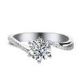 S925 Sterling Silver Moissanite Ring, High-End Ladies' Twist Shank Six-Claw Classic Proposal, Drop Shipping-0-3