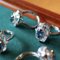 wholesale 925 Silver Natural London Blue Topaz and White Crystal Square Ring, Fashionable and Versatile for Ladies-0-2
