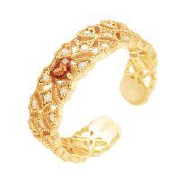 wholesale S925 silver gold-plated retro lace ring openable heart pomegranate luxury wide ring for women-Vintage Lace Red Pomegranate Open Ring One Size