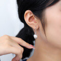wholesale S925 Sterling Silver Water Drop Freshwater Pearl Earrings for Women, Minimalist Vintage Elegant Hook Earrings for Face Slimming-0-3