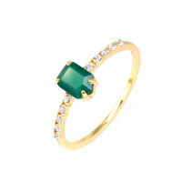 wholesale 925 Silver Gold-Plated Green Agate Retro Light Luxury Personalized Gemstone Ring for Women Factory Supply, First-Hand Wholesale-Green Agate Ring Size 12