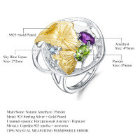 wholesale S925 Sterling Silver Designer Chinese Style Adjustable Natural Wind Design Gemstone Ring with Natural Gemstones-Natural Garnet Ring Adjustable opening