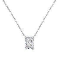 wholesale S925 Sterling Silver European and American Style Hot-selling Ring Necklace for Women, Sugar Princess Cut Cubic Zirconia with Frosted Design, Exquisite and Fashionable Jewelry-Platinum DY190886-SW-WH 925 Silver