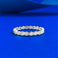 wholesale S925 Silver with Diamond Three-Tone Honeycomb Stacking Ring, Minimalist Intricate Hexagonal Niche Design-R1474 Rose Gold 8