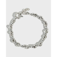 wholesale S925 Sterling Silver Korean Version Cold Style Vintage Distressed Chain Link Unisex Bracelet, Versatile Silver Chain Accessory-Vintage Silver 925 Silver