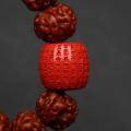 wholesale Metal material, genuine cinnabar red sand mantra carved character barrel beads top waist beads drum beads bodhi old-style accessories matching beads loose beads collectibles-0-0
