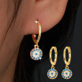 wholesale S925 Sterling Silver Round Evil Eye Hoop Earrings Geometric Trendy Retro Elegant Earrings-0-3