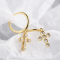 wholesale S925 Sterling Silver Zircon Cross Ear Hoops with Ear Clasps, Fashionable, Minimalist, Trendy, Versatile for Everyday Wear-0-0