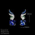 wholesale 925 Silver Gold-Plated Earrings with High-Carbon Diamonds, Royal Blue Wing-Shaped Lab-Grown Spinel, Fashionable and Versatile Women's Earrings-0-1