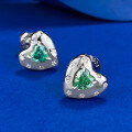 wholesale S925 Sterling Silver New Style 5*5mm Paraiba Heart-shaped Stud Earrings, Fashionable for Commuting, Live Stream Style, Available for Drop Shipping-0-1