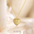 wholesale S925 Gold-Plated Antique Brushed Heart Pendant Necklace for Women, Double-Sided Inlaid Retro Luxury Choker-0-0