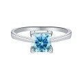 wholesale Sterling Silver 154#S925 Moissanite Ring Square Four-Prong 1 Carat 2 Carat Princess Cut Colored Moissanite Ring-0-10