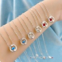 wholesale S925 Sterling Silver "Dancing Heart" Diamond-Embedded Necklace for Women, Fashionable European and American Niche Design with Swarovski Elements Collarbone Chain-Platinum--Hai Lan Zirconium>925 Silver