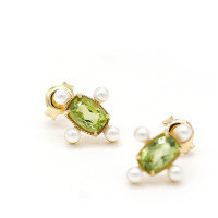 wholesale Metal Material First: Pure Silver Gold Plated Dunli New Japanese Style Fresh and Natural Peridot Stud Earrings for Women, Direct Wholesale from Manufacturer-Natural Peridot Earrings 925 Silver