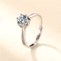 wholesale Sterling Silver Cross-Border Hit Six-Claw D Color 80-Point Moissanite Ring, Luxury Fashion for Girlfriend Proposal Gift-0-0