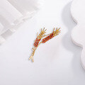 wholesale Metal material minimalist and elegant harvest wheat ear brooch, small luxury style plant floral pin for suit coat accessory-0-2