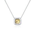 wholesale 14k Gold Classic Simple Square Cut Cultured Diamond 075ct Clavicle Chain Yellow Diamond Necklace-0-3