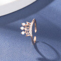 wholesale S925 Silver Korean Creative Cross-border Ring Crown Zirconia Ring for Women, Inlaid Zircon Fashion Accessories Pinky Ring-0-0