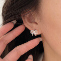 wholesale S925 Silver Simple and Versatile Bow Earrings for Women, New Trendy and Unique Elegant Earrings-0-2