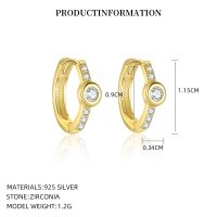 wholesale S925 Sterling Silver Small Square Zircon Snowflake Tassel Earrings For Women, Fashionable Classic European Geometric Earrings With A Luxurious And Advanced Feel-E5290_White Zirconium_18K Yellow Plated_Pair 925 Silver