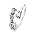 wholesale S925 Sterling Silver Retro Antique Thai Silver Ethnic Style Auspicious Lotus Pod Lotus Openable Ring for Women-0-6