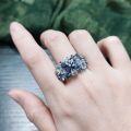 wholesale S925 Sterling Silver with Natural Topaz Floral Gemstone Ring Women's Jewelry-0-1