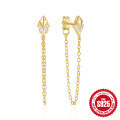 wholesale 92 Sterling Silver Star-shaped Tassel Chain Diamond Earrings, Elegant, Versatile, and Uniquely Designed-0-0