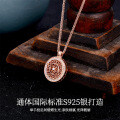 S925 Silver Eight Treasures Compass Pendant Lotus Necklace-0-1