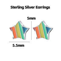 wholesale 925 Sterling Silver Irregular Colorful Stud Earrings For Women-Five-pointed star rainbow sterling silver earrings