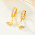 wholesale 925 Sterling Silver Micro-Pave Zircon Butterfly Hoop Earrings with Ear Clasps, Fashionable, Fresh, Sweet, and Forest-Style Valentine's Day Earrings-0-2