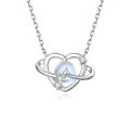 wholesale Original S925 Sterling Silver Happy Planet Necklace with Love, a Niche and Light Luxury Pendant for Women Featuring Moonstone, Same Style as Xiaohongshu-0-4