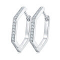 wholesale S925 Sterling Silver New Hexagonal Geometric Stud Earrings for Women with High-End Moissanite-0-0