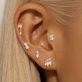 wholesale S925 Sterling Silver Flat Helix Ear Cuff With Zirconia, Geometric Plated With White Gold Ear Jewelry-0-2