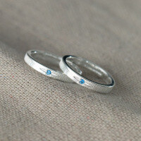 wholesale S925 Sterling Silver Falling into the Starry Sky Blue Diamond Line Ring Brushed Starlight Niche Open Adjustable Ring R01812-S925 silver ring Adjustable opening