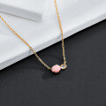 wholesale Gold-plated sterling silver with pink queen shell necklace, Japanese minimalist style, holiday gifts for little girls, wholesale from manufacturers-0-2